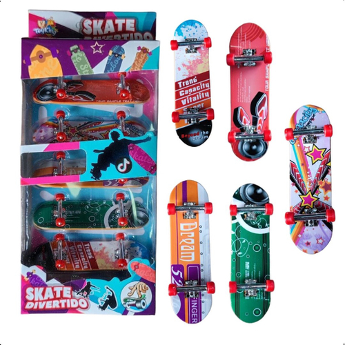 Kit 5 Skate De Dedo Infantil Profissional Mini Fingerboard Metal