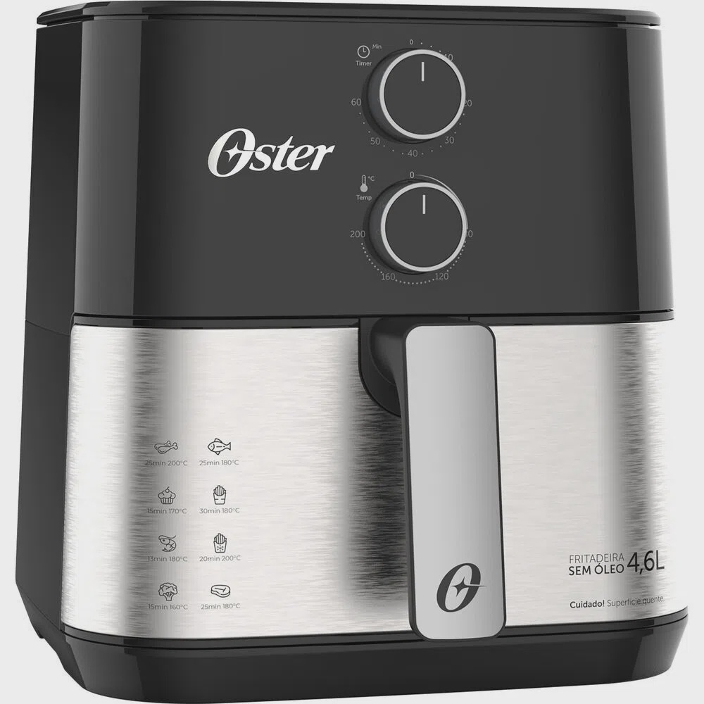 Fritadeira Air Fry Oster Compact 4,5L Inox/Preto no Shoptime