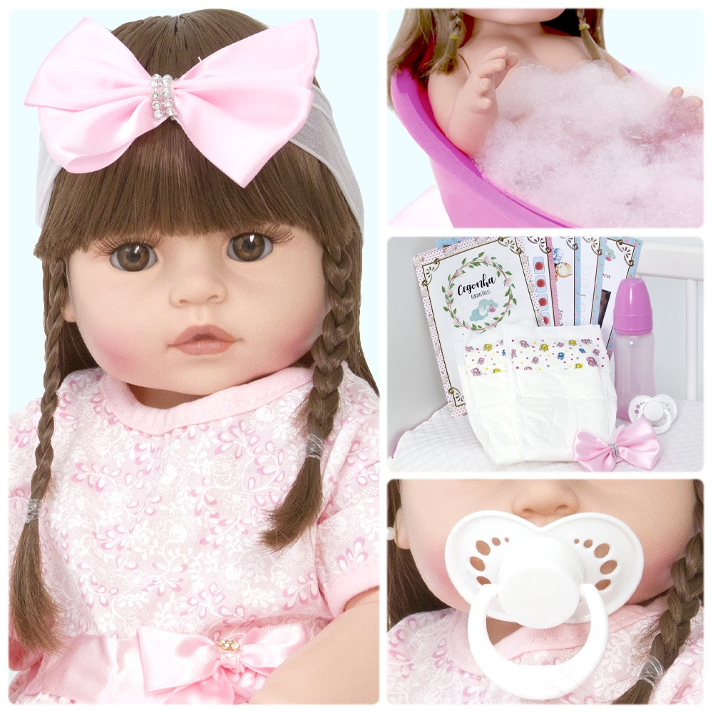 Bebê Reborn Menina Realista Princesa 100% Silicone 13 Itens - USA Magazine