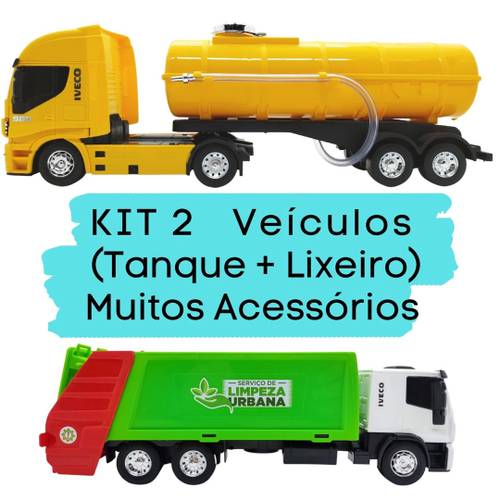 Caminhão Infantil Iveco Tector Coletor Miniatura - Usual Brinquedos 342