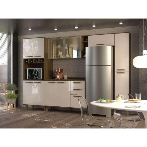 Cozinha Modulada Paris Com Três Portas Com Vidro 5 Peças-Sallêto Móveis -  Castelo dos Móveis