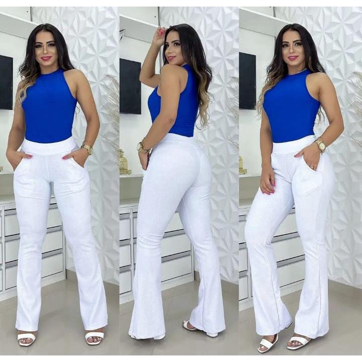 Calça bailarina shop flare branca