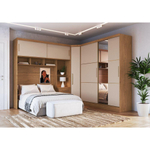 Quarto Modulado Casal Castro Classic de Canto 264,5x252,4x217x54,1cm 6 Portas 3 Gavetas
