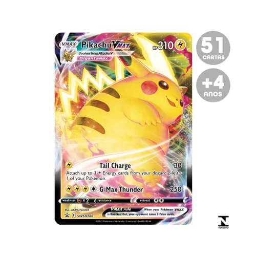 Caixa Box Cards Pokémon Pikachu Vmax 51 Cartas - Copag em Promoção