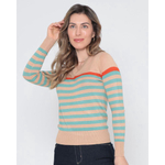 Suéter Feminino Tricô Listras Bege