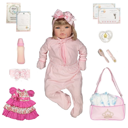 Boneca Bebê Reborn Real Princesa Newborn c Bolsa Maternidade