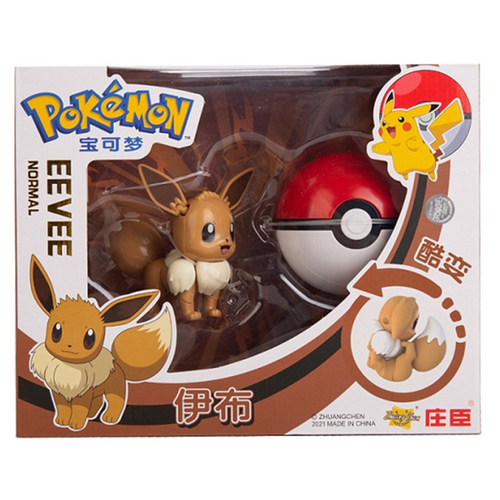 Brinquedo Pokemon Eevee Na Pokebola Boneco Articulado em Promoção