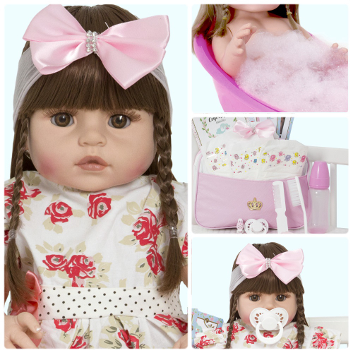 Boneca Reborn Bebe Menina 52cm Realista Silicone Enxoval - USA Magazine