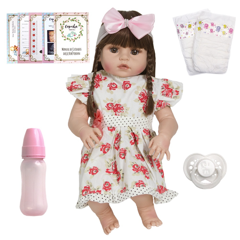 Boneca Bebe Reborn Fofinha Princesa 46cm Com Kit Acessórios no Shoptime