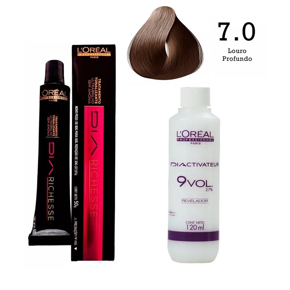 Kit Tonalizante Diarichesse + Revelador 9Vol 120ml N.6.0 Loiro Escuro  Profundo - Kimi