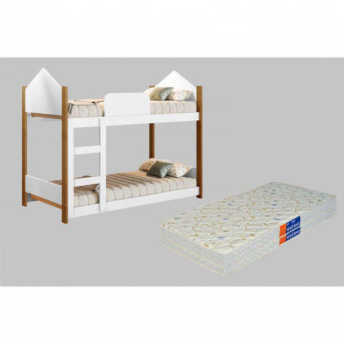 Cama Beliche Infantil Solteiro Com 05 Nichos Aveiro oak Gunnar