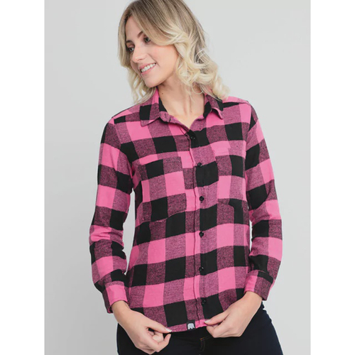 ESTILUXO - Loja Online - Camisa Revanche Feminina Xadrez Preta/Rosa