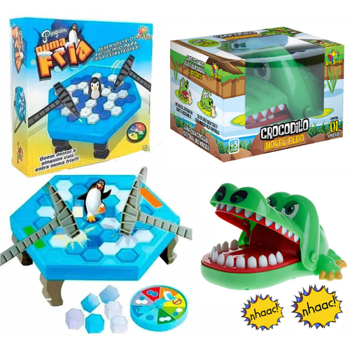 Kit Jogo Infantil Quebra Cabeça Dinossauro Rex+Jacaré Boca De