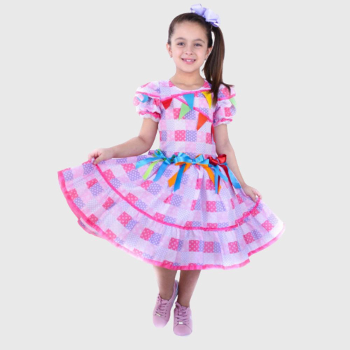 Vestido junino infantil store chique