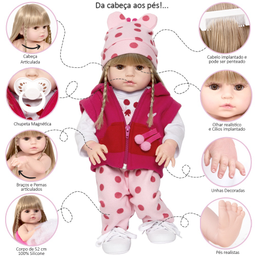 Bebê Reborn Abigail Corpo Em Silicone Pode Dar Banho no Shoptime