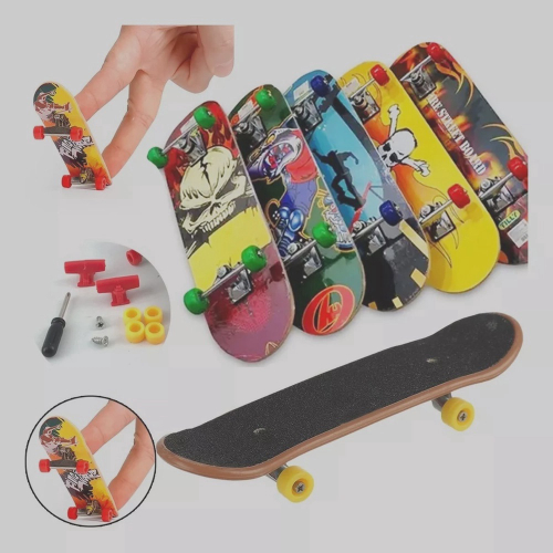 Kit 5 Skate De Dedo Mini Fingerboard Truck Metal Com Lixa