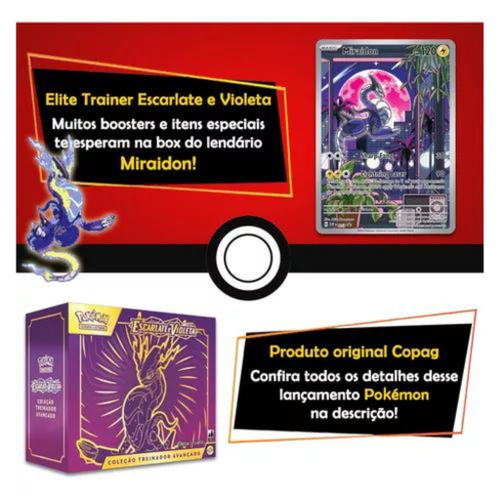 Box Pokémon Treinador Avançado Escarlate e Violeta miraidon em Promoção na  Americanas