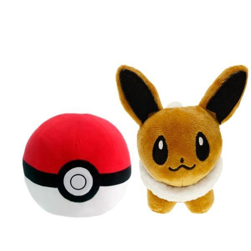 Eevee Evoluções Kit Com 2 Pelúcias Pokemon Eevee Pokebola em