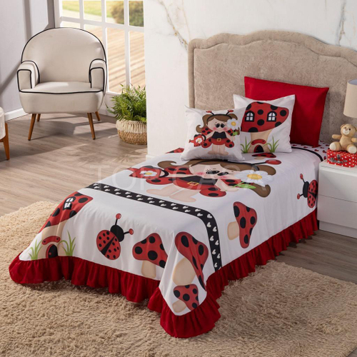 Cobre Leito Infantil C Ursinha Jogo Cama Menina Colcha Linda