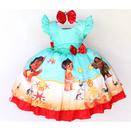 Vestido Infantil Moana Baby Festa Luxo Aniversário Promoção