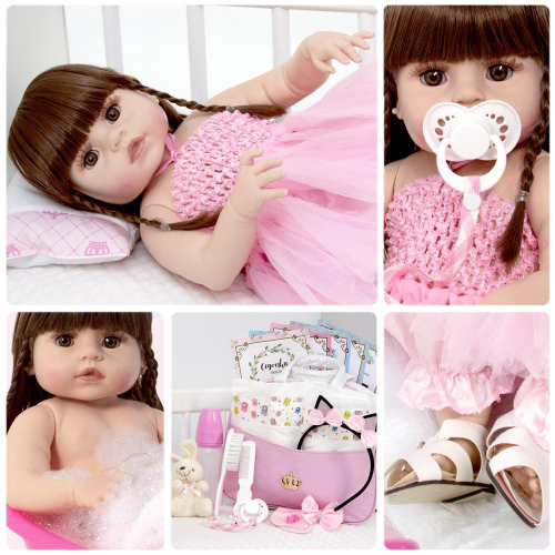 Boneca Bebê Reborn Abigail Corpo de Silicone Realista 48cm no Shoptime