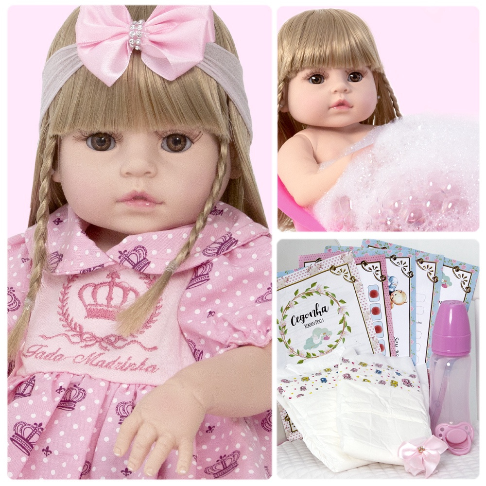 Boneca Reborn Bebe Menina 52cm Realista Silicone Enxoval - USA Magazine