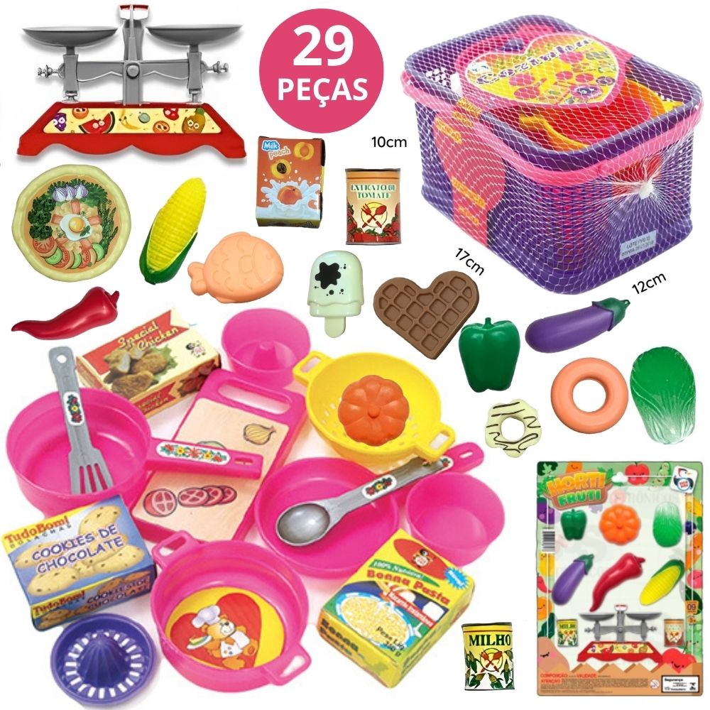 Kit mercadinho comidinhas de brinquedo infantil Cozinha Frutas legumes  Mantimentos c/ Frigideira em Promoção na Americanas