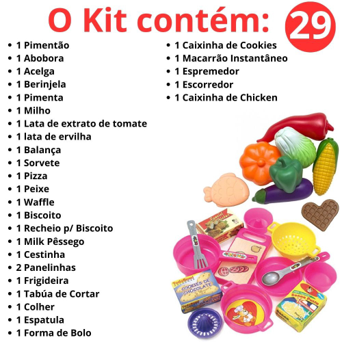 Kit mercadinho comidinhas de brinquedo infantil Cozinha Frutas legumes  Mantimentos c/ Frigideira em Promoção na Americanas