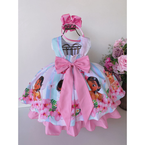 Vestido infantil Tematicos da Miss Moana Baby luxo