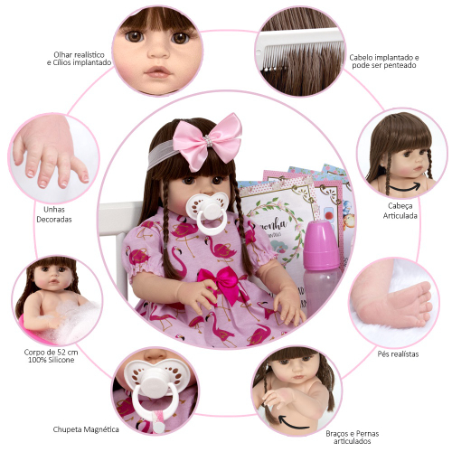 Compre Npk 55cm bebe boneca reborn criança menina rosa princesa