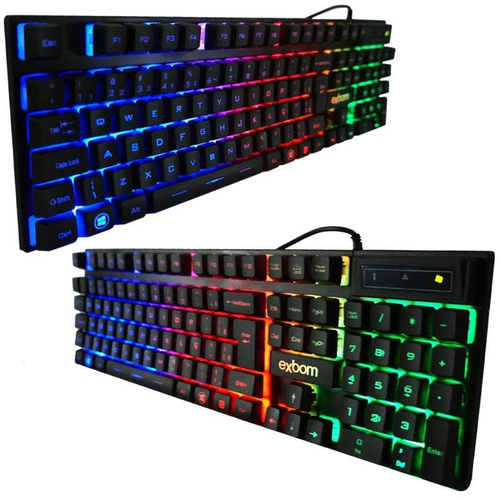 Kit Teclado Mouse Gamer Computador Pc Usb Abnt2 Iluminado Led Rgb Exbom Bk G550 Preto Em 9396