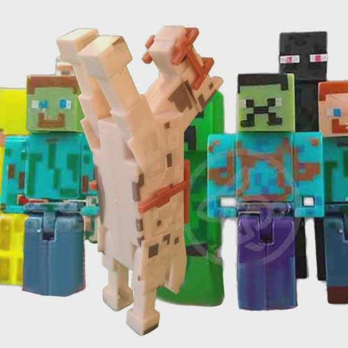 Cartela 10 Boneco Articulado Minecraft My Home + 2 Blocos - Zumbi