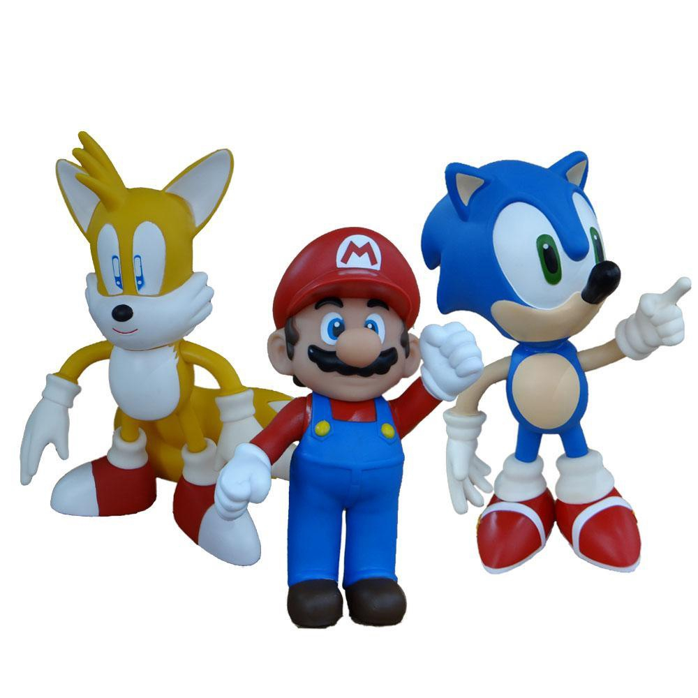 Sonic Azul Sonic Vermelho Tails - 3 Bonecos Grandes - Super Size