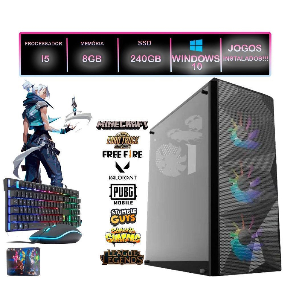 Pc Gamer Barato Intel I5 8gb Ssd 240gb Com Jogos Instalados