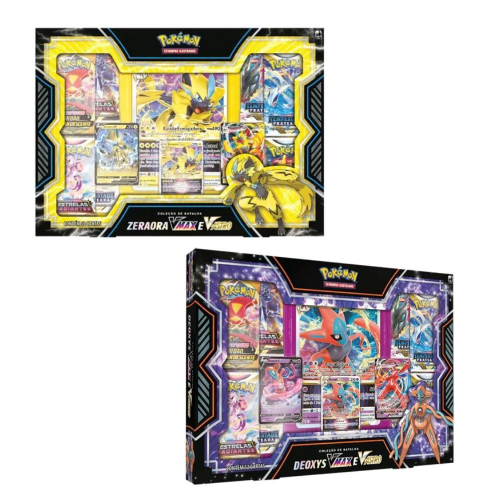 2 Box Pokémon Coleção De Batalha Deoxys E Zeraora Vmax E V-astro