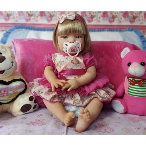 Boneca Bebê Reborn Princesa Morena Roupa Rosa 53cm - ShopJJ - Brinquedos, Bebe  Reborn e Utilidades