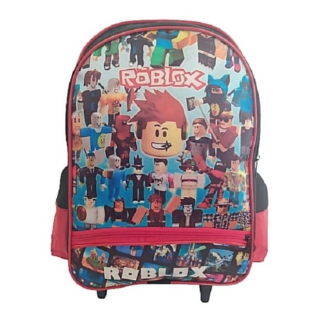 Mochila Roblox De Rodinhas Escolar Cor Preto Desenho do tecido