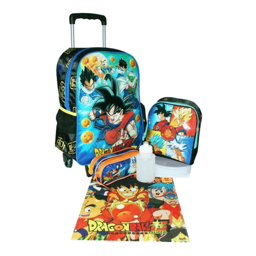 Mochila Rodinhas Dragon Ball Z Goku Vegeta + Estojo De Lapis