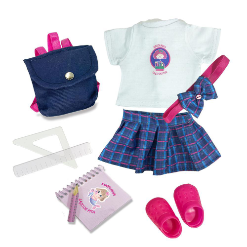 Roupa de Boneca - School Princesa com Cabide