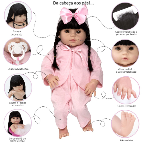 Bebe Reborn boneca Realista Toda em Silicone na Americanas Empresas