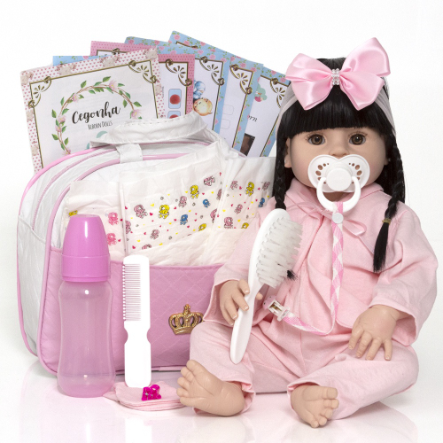 Boneca Bebê Reborn Real Loira Fofa Itens Bolsa Maternidade - USA