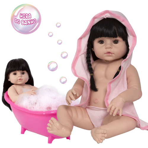 Boneca Bebê Reborn Real 20 Itens Pode Banho no Shoptime