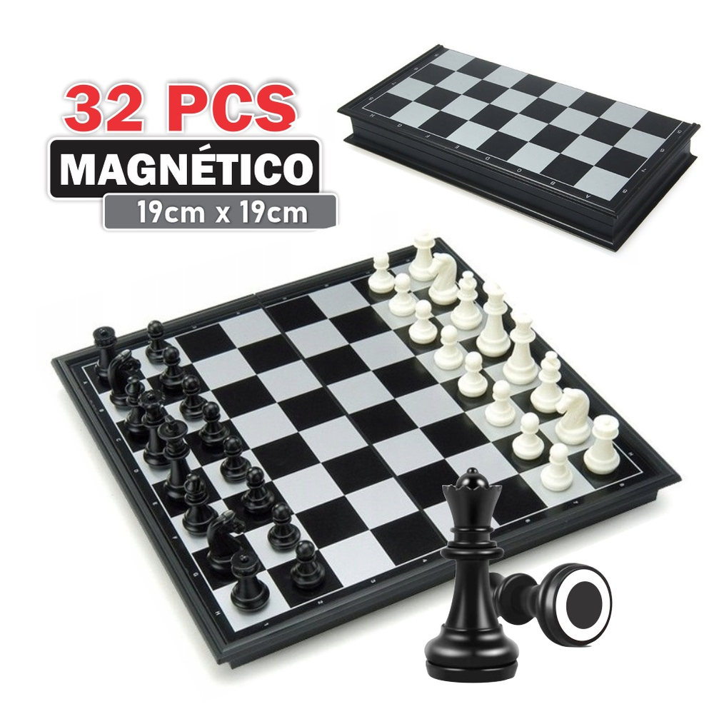 Jogo De Xadrez De Tabuleiro 32Pçs Dobravel Com Imã Chess - Show