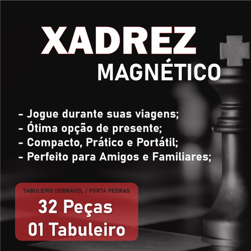 Jogo Xadrez Tabuleiro Dobrável Magnético Peças Com Imã 19X19 em