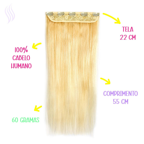 Cabelo Humano Loiro Platinado Mechado Nacional Tela 30g 60cm