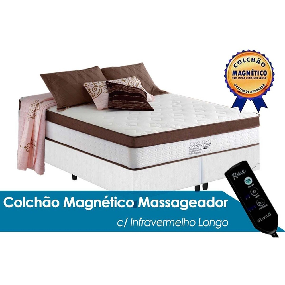 Cama Box King - Colchão Crown - Mola Ensacada - PillowTop - 193x203x67cm