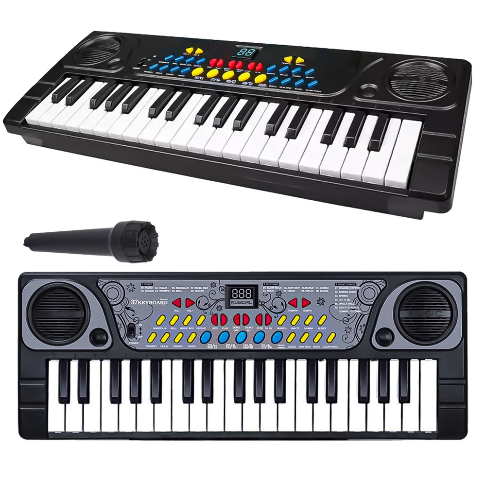 Brinquedo Teclado Piano Musical Infantil Com Microfone Karaokê 37