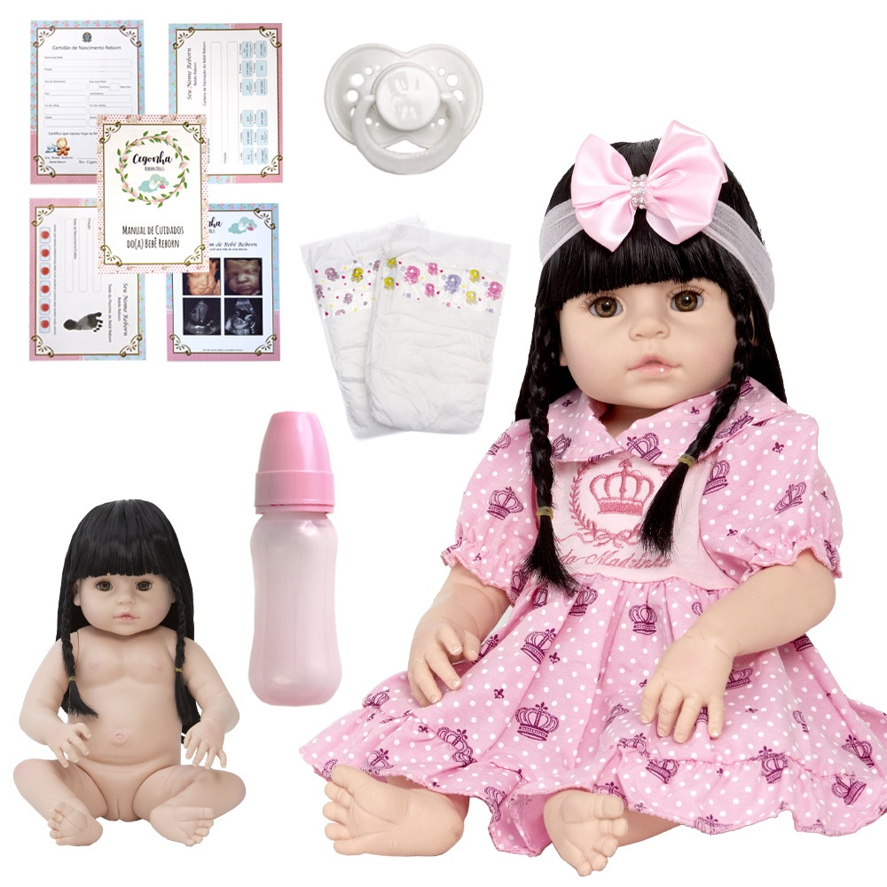 Boneca Reborn Morena Princesa Fofinha Corpinho 100% Vinil no Shoptime