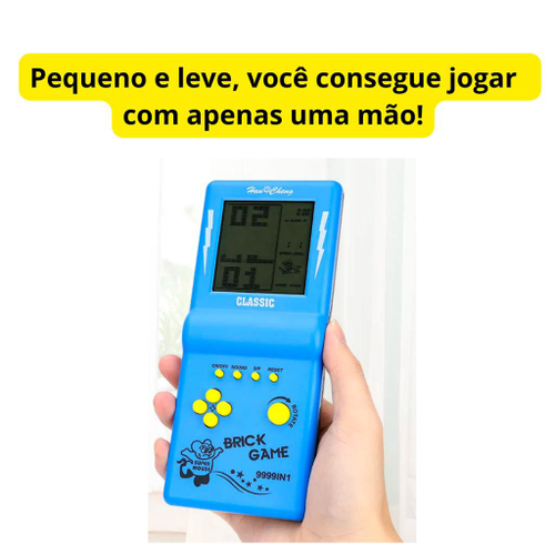 Super Mini Game Jogo 9999 em 1 Portátil A Pilha Estilo Retrô Anos 80  Nostálgico Cor Preto, Amarelo, Azul, Verde, Vermelho E Rosa Com Tetris,  Frogger, Cobrinha, Corrida LINHA PREMIUM SYANG (PRETO) : :  Bebês