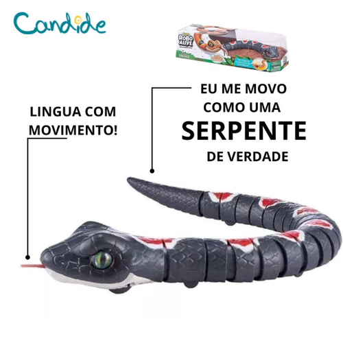 Cobra Eletrônica com Movimento - Robô Alive - Preta - Candide